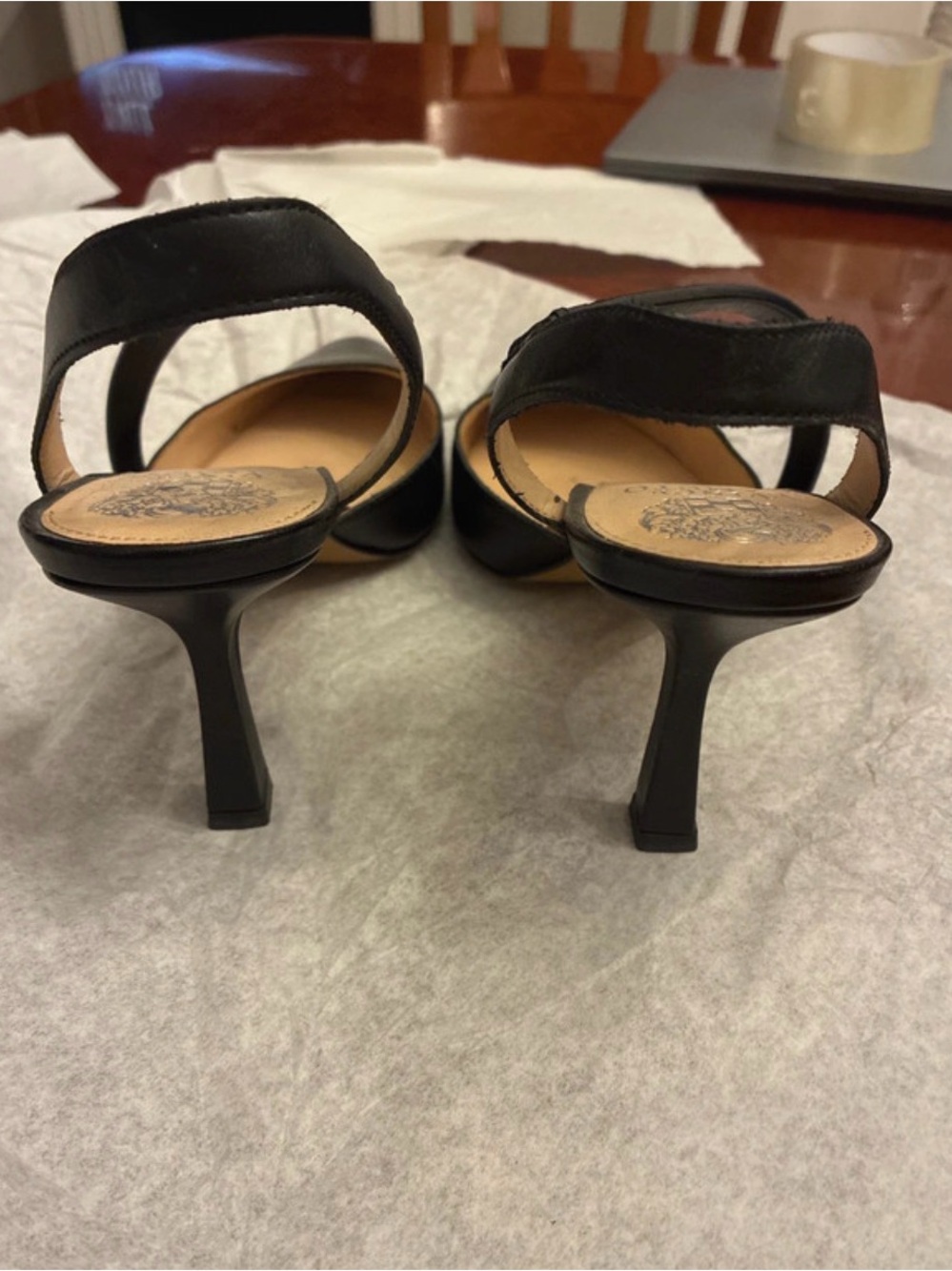 Vince Camuto Black Pointed-Toe Heel with design strap from toe to ankle slip on - Picture 5 of 12